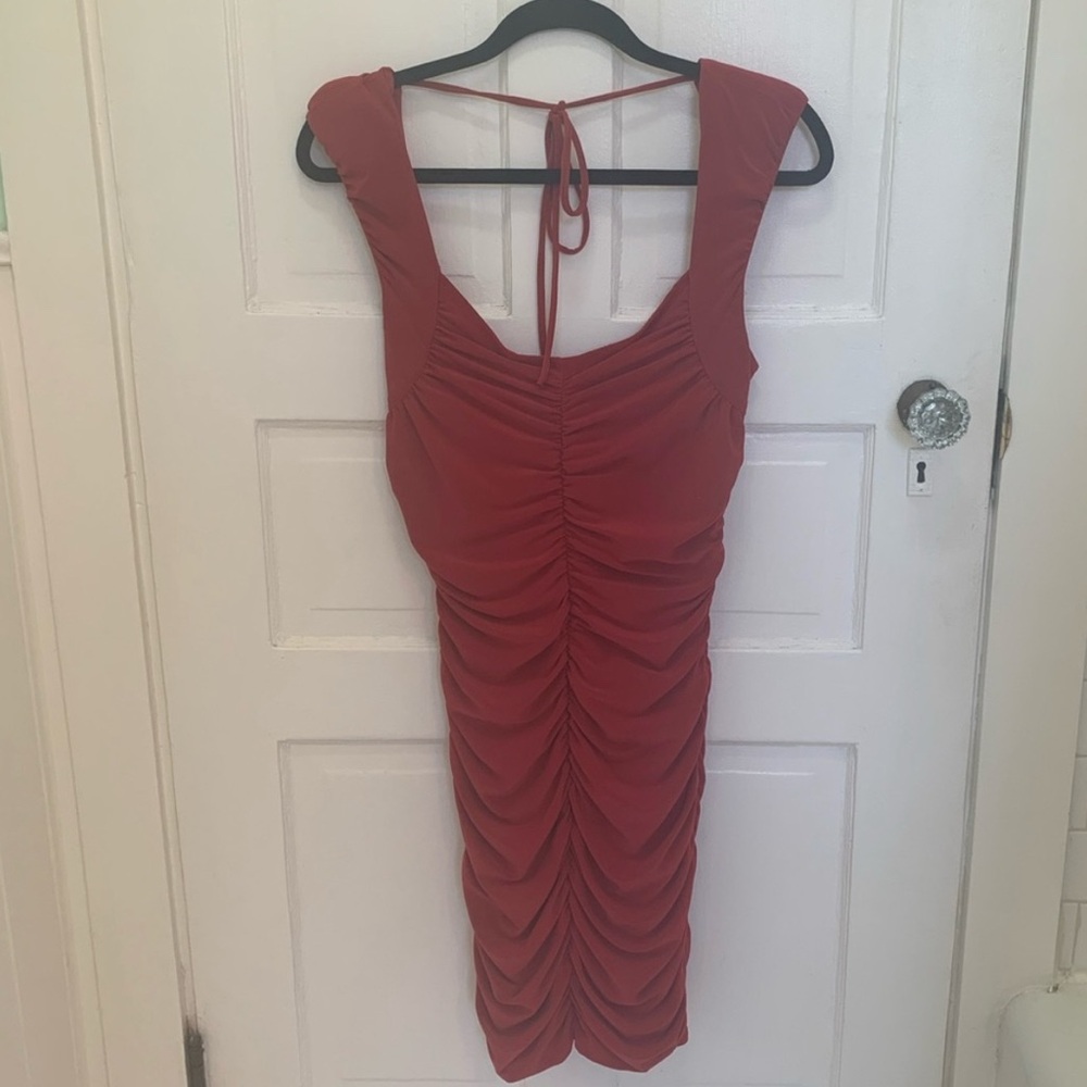 Elegant Red Ruched Dress